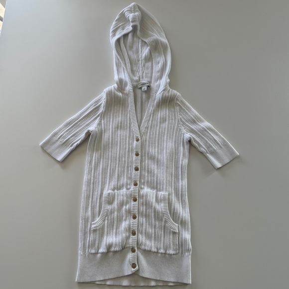 Banana Republic-Short Sleeve-Hooded-Cardigan-Cotton-Y2K-Costal Prep-Women’s S - Picture 1 of 13